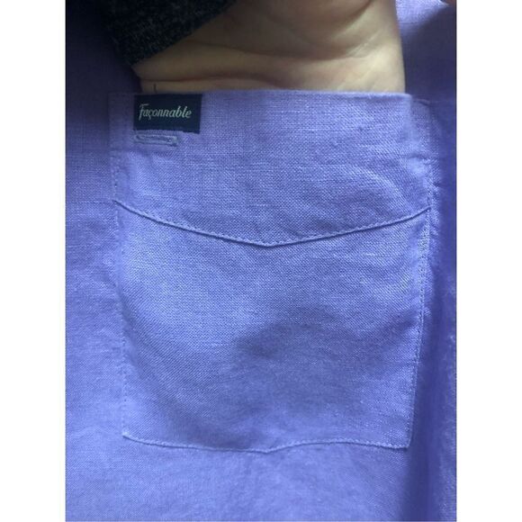 Faconnable Men’s Solid Purple Linen Long Sleeve Collared Button Up Shirt Size XL - Picture 6 of 9